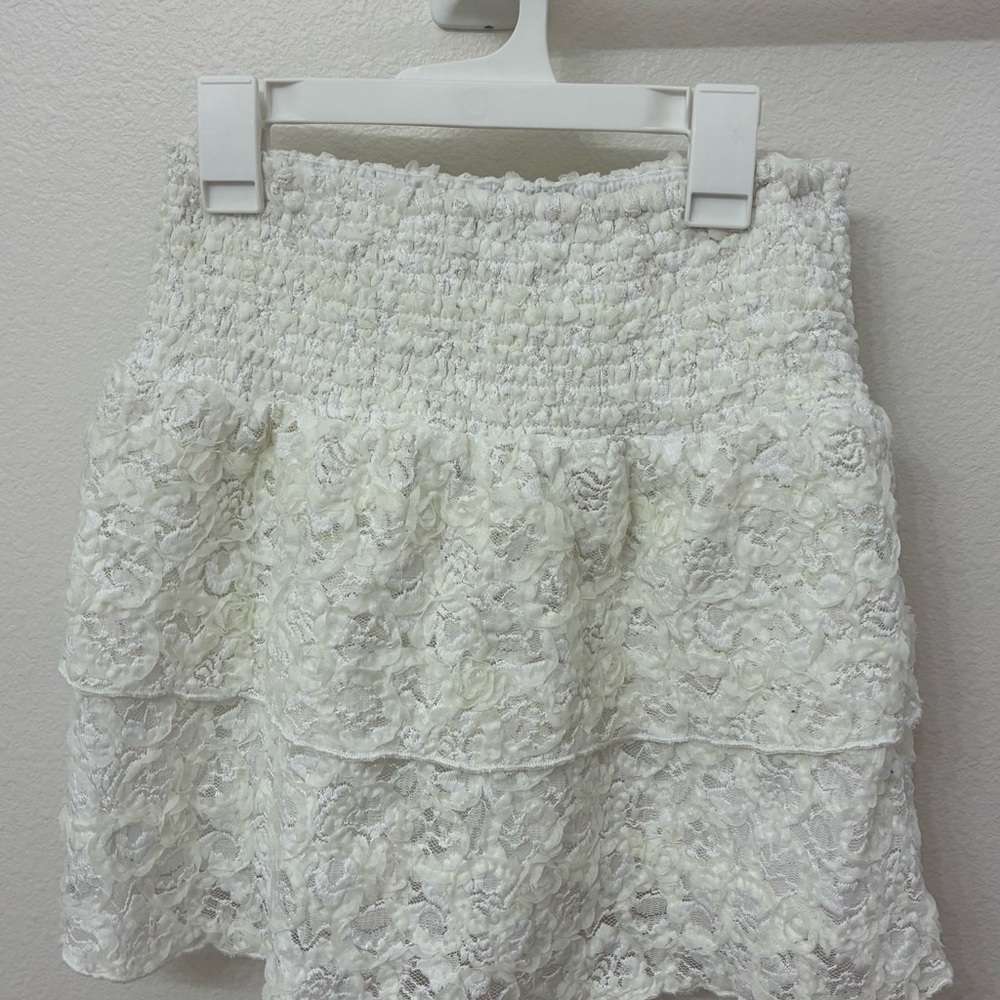White Lace Tiered Skirt